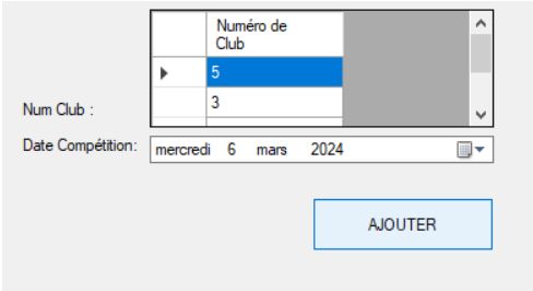 Capture de l'ajout d'un compétiteur