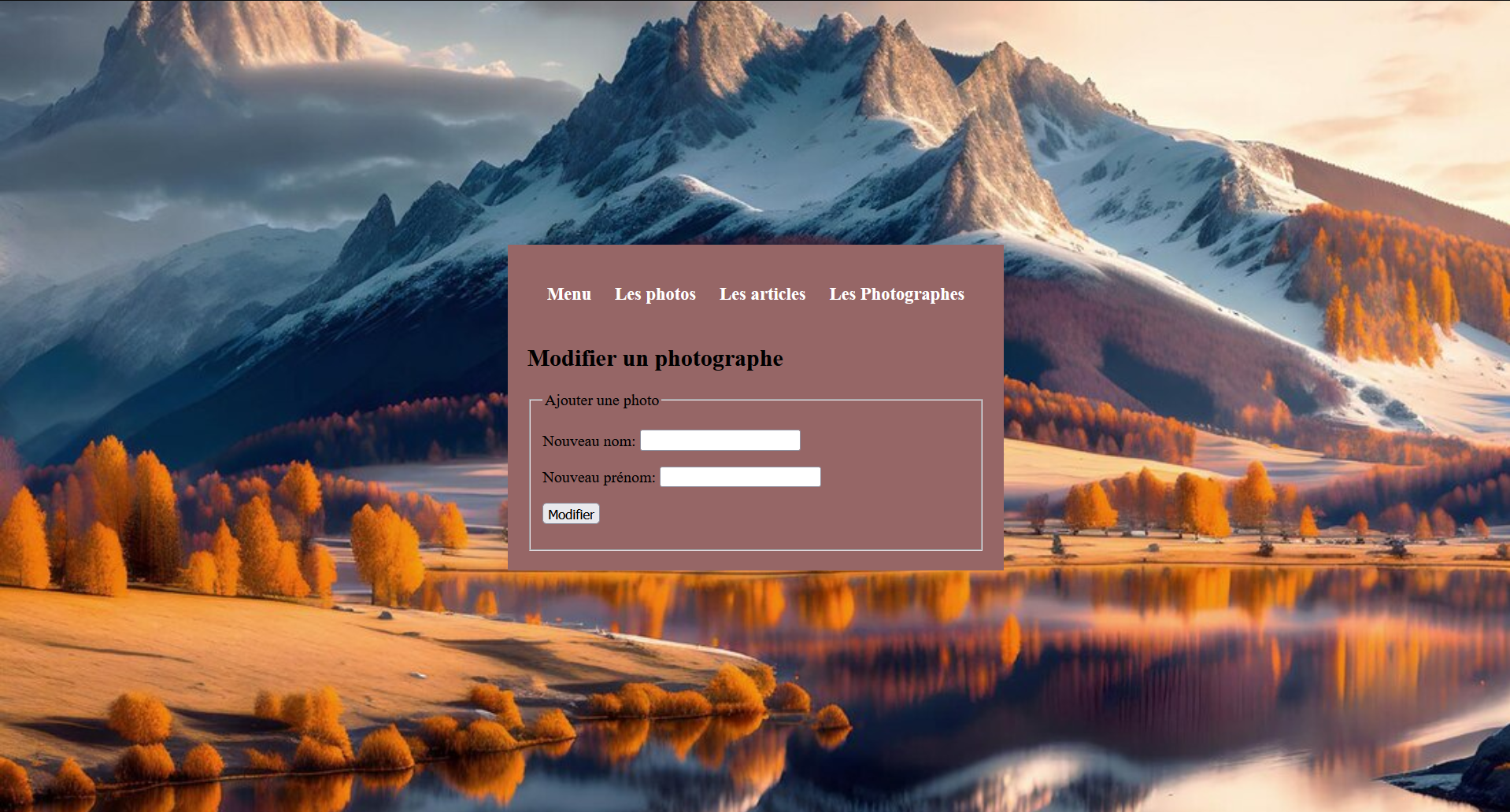 Page de modification